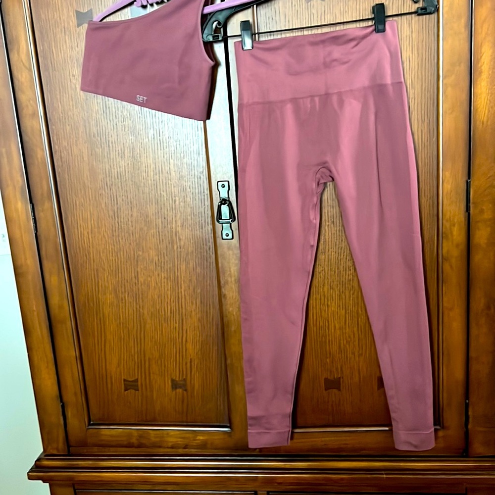 One arm bralette and matching leggings by Set Active